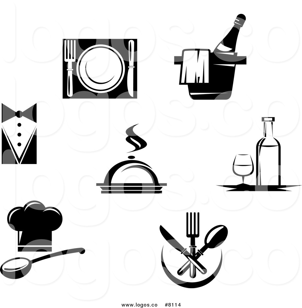 Royalty Free Vector of Black and White Dining Restaurant