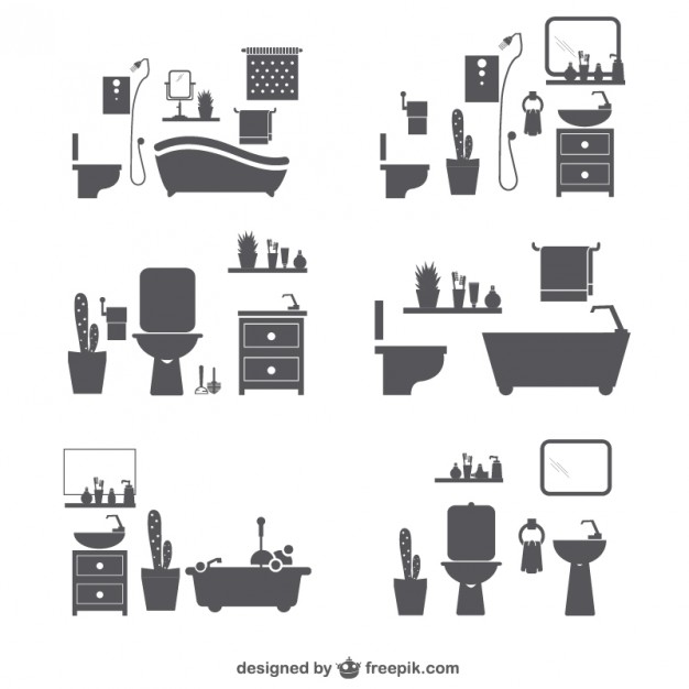 Bathroom silhouette icons.
