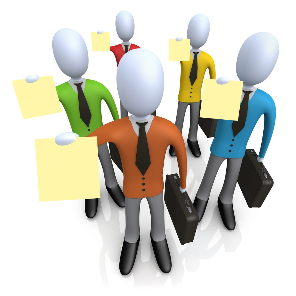 Clipart Illustration of a Group Of Businessmen In Colorful