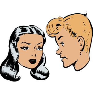 Retro boy and girl clipart, cliparts of Retro boy and girl