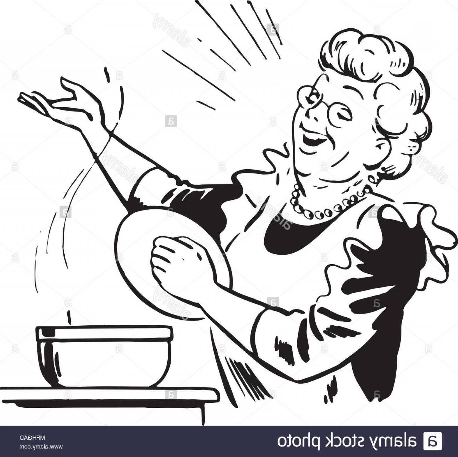 Lady Cook With Pot Retro Clipart Illustration Image