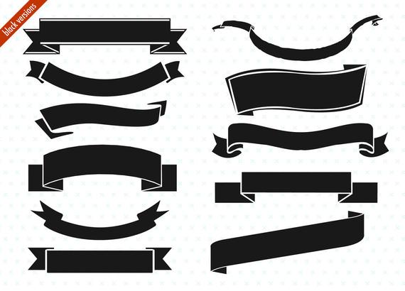 Ribbon Banner set clip art for digital scrapbooking, labels