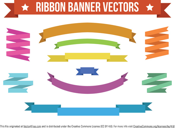 Flat colorful ribbon banner vectors Free vector in Adobe