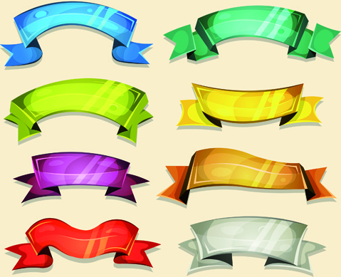 Funny colored ribbons banners vector Free vector in