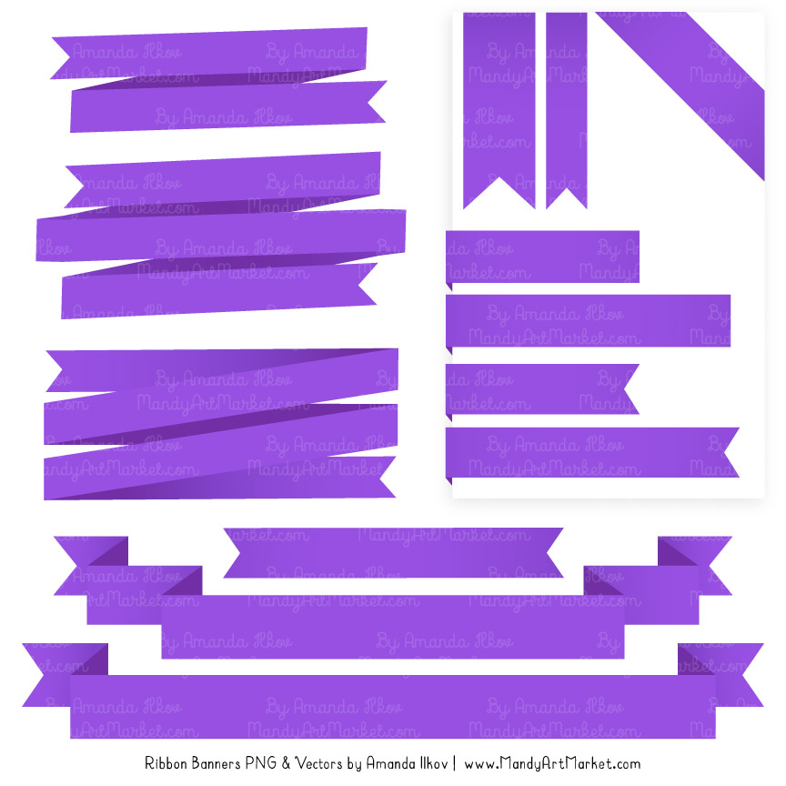 ribbon banner clipart purple