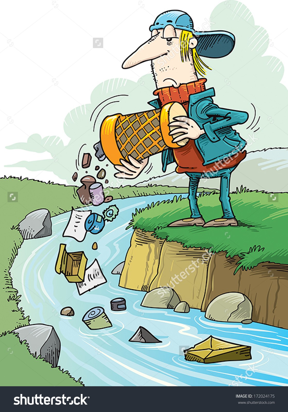 River pollution clipart.