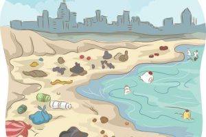 River pollution clipart.