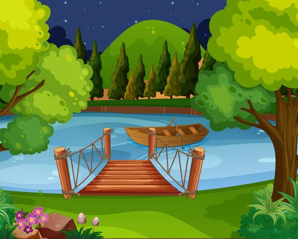 Background scene with boat floating on the river