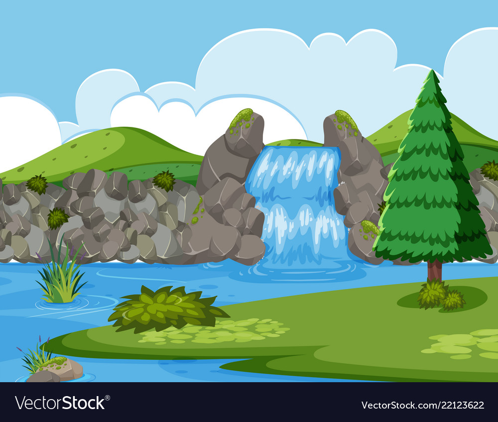 Waterfall river wood.