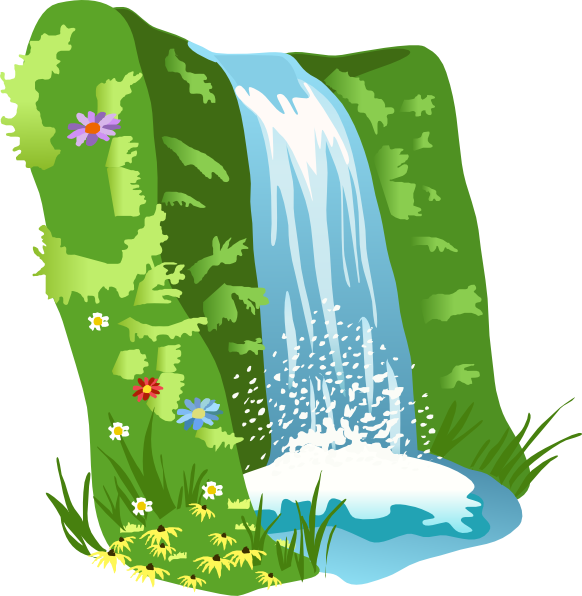 Mountains clipart waterfall.