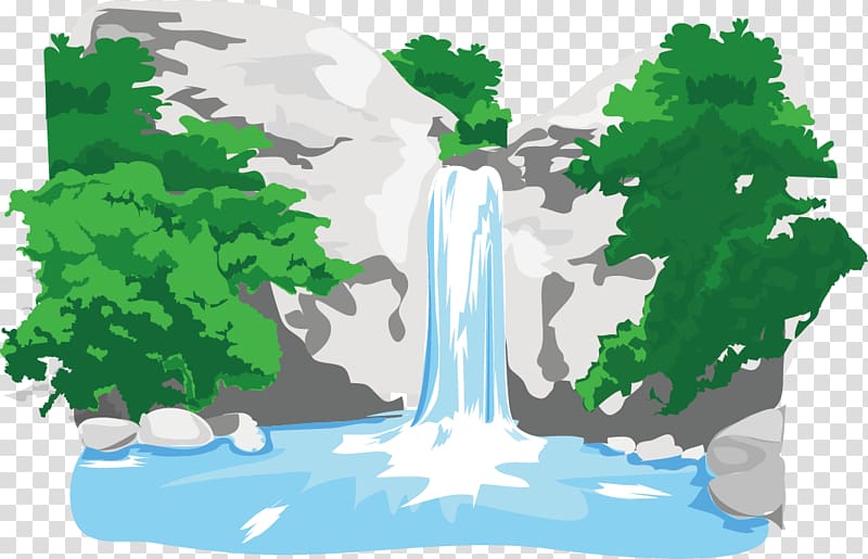Waterfalls illustration, River Waterfall, The wisp mountain