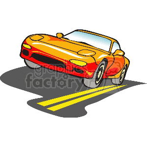 Red car on the road clipart