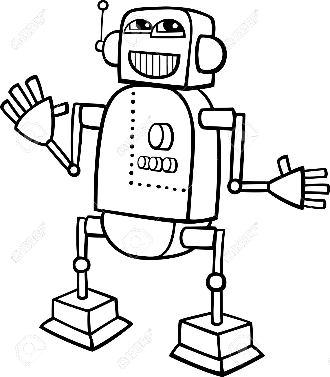 Robot clipart black and white
