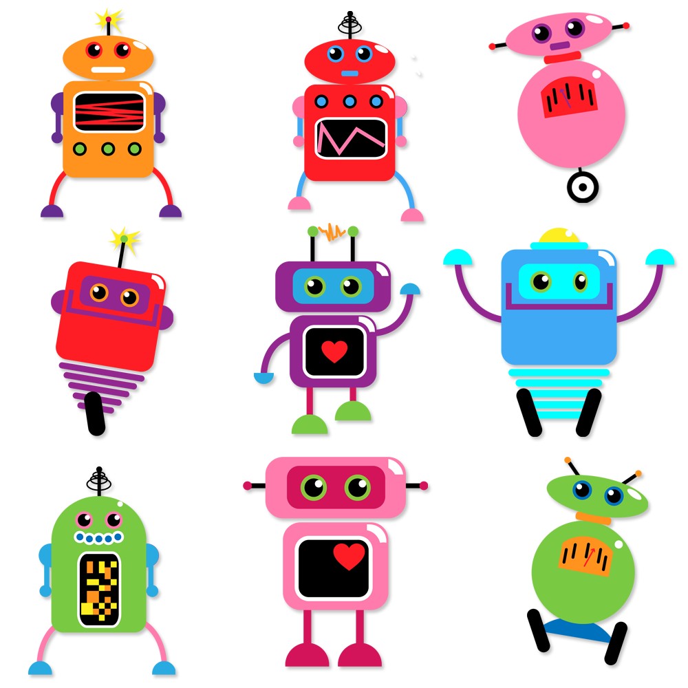 Cij sale robots clip art clipart retro robot party