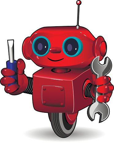 Red robot with tool Clipart Image