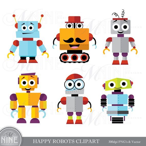 HAPPY ROBOTS Clip Art
