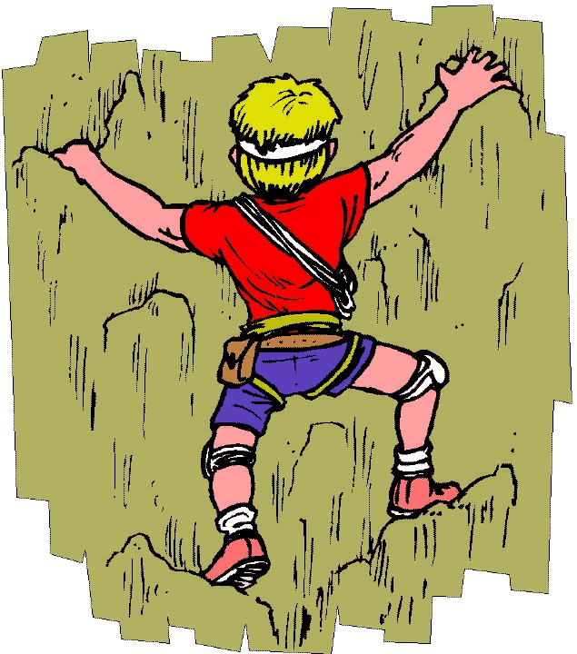 Rock climbing muscular rock climber clipart image