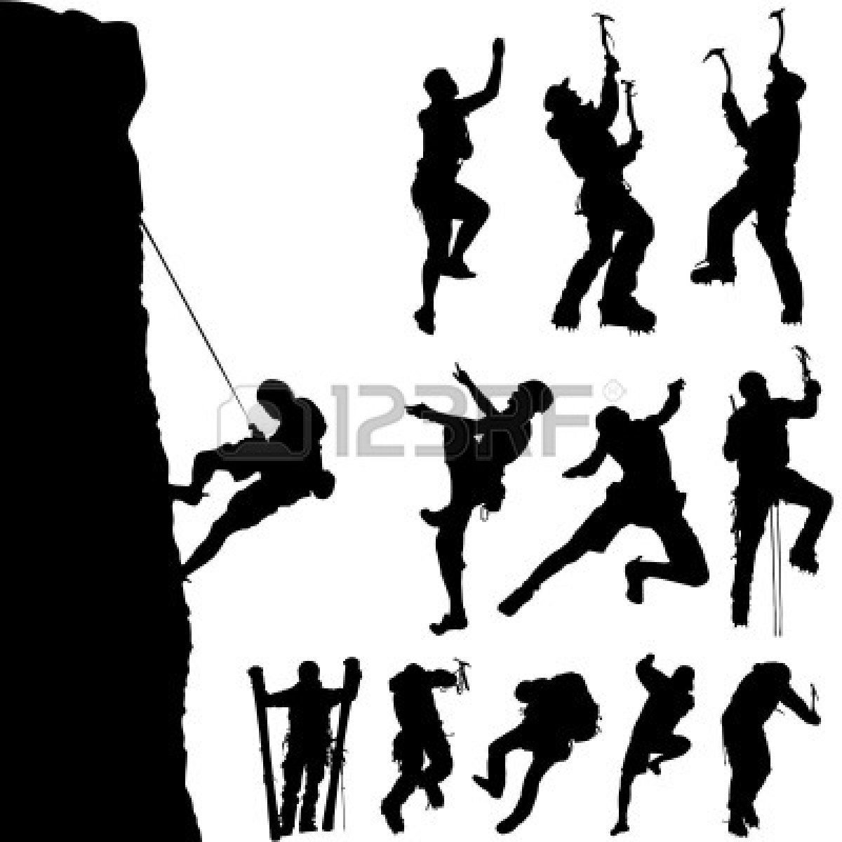 Rock climbers silhouette.