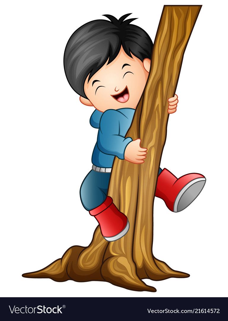 Boy climbing the tree Royalty Free Vector Image