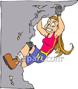 A Woman Rock Climbing Or Bouldering Royalty Free Clipart Picture