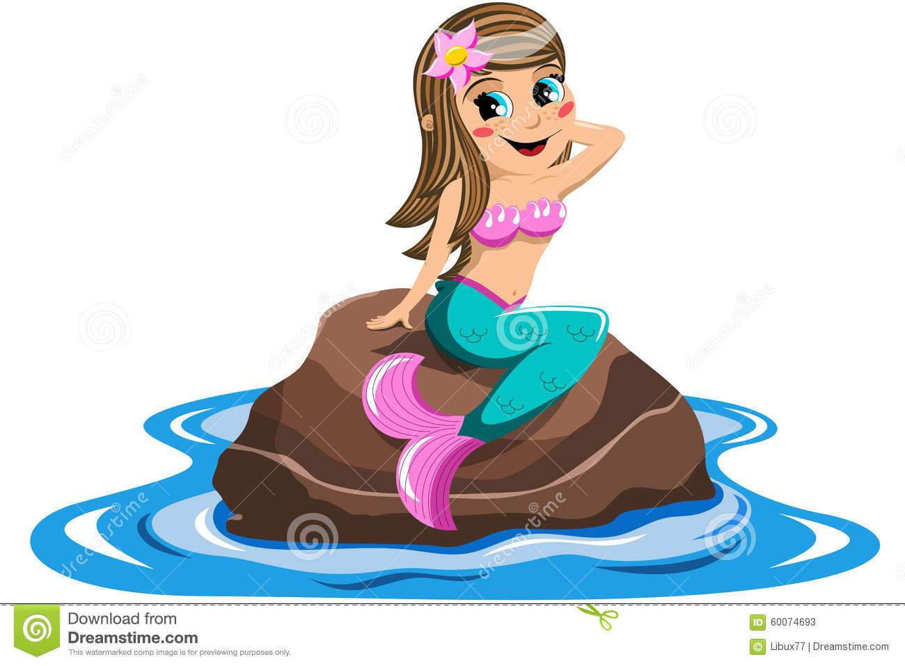 Mermaid on a rock clipart