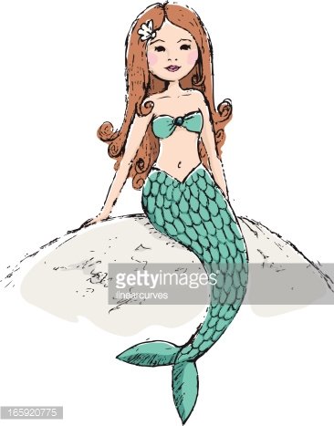 Little Mermaid Sitting on A Rock stock vectors