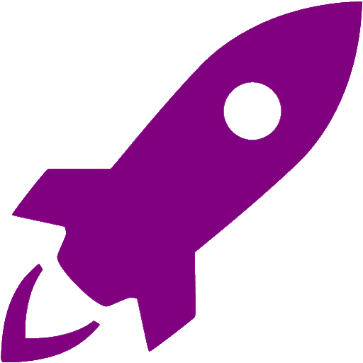 Purple rocket icon.