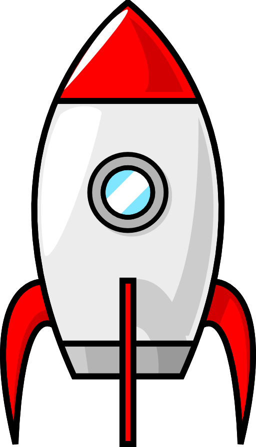Cartoon moon rocket.