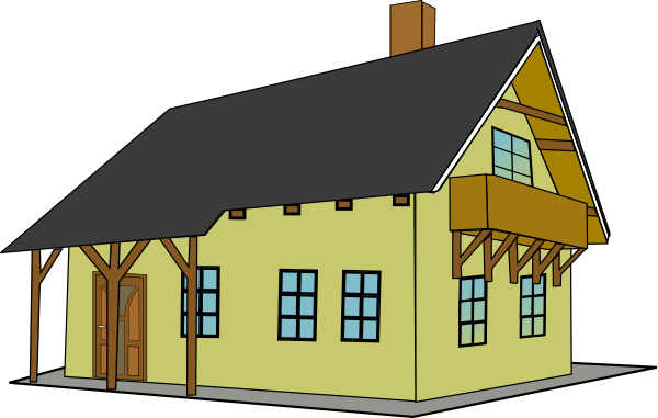 Clip art house with balcony and sloping roof