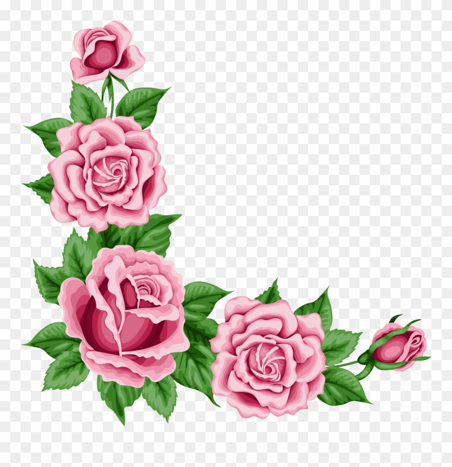 Pink Rose Clipart Flower Corner