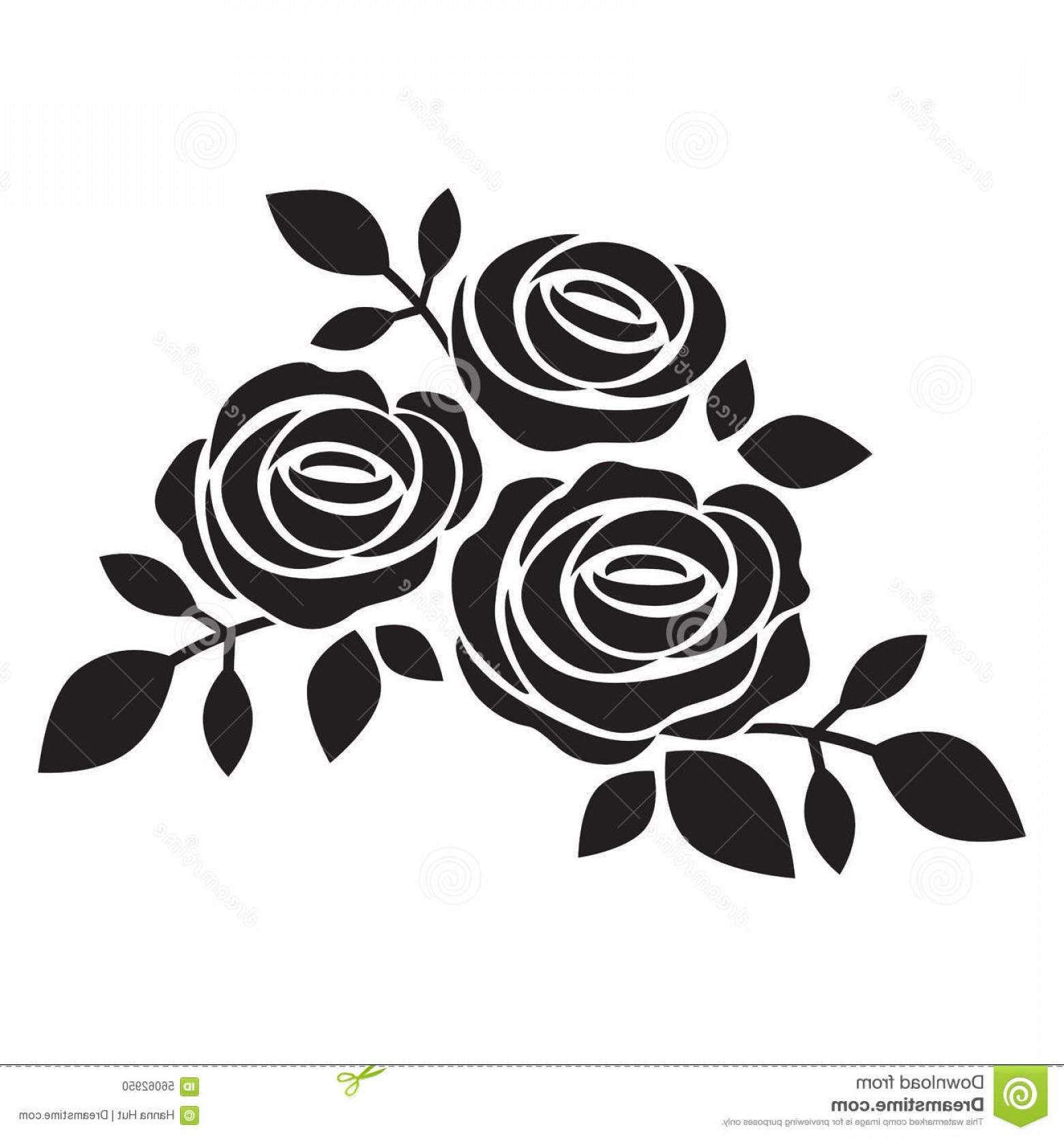 Stock Illustration Black Silhouette Rose Vector Illustration
