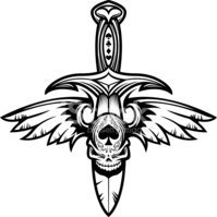 Gothic Winged Skull and Blade B