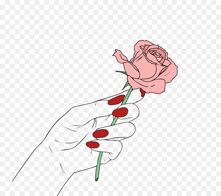 Hand holding rose.