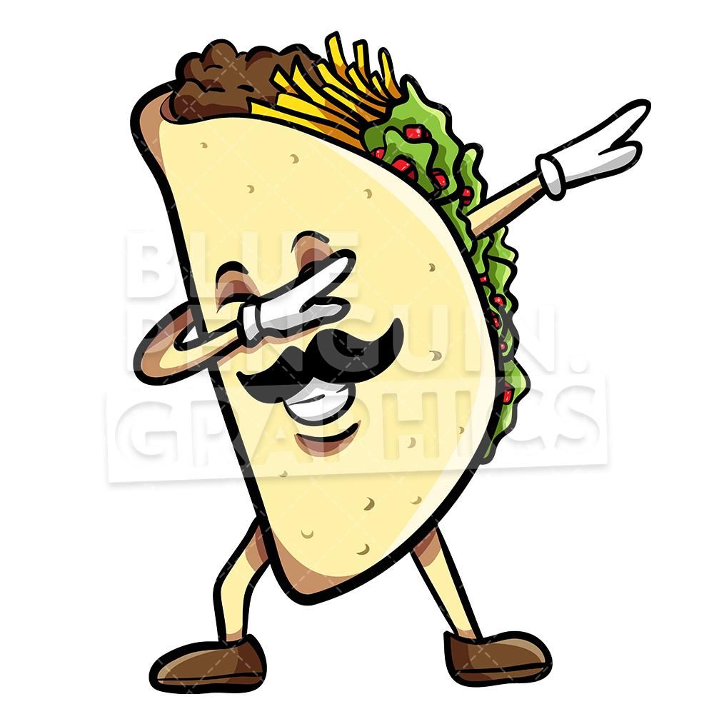 Taco Dabbing With Sombrero Mexican Vector Cartoon Clipart