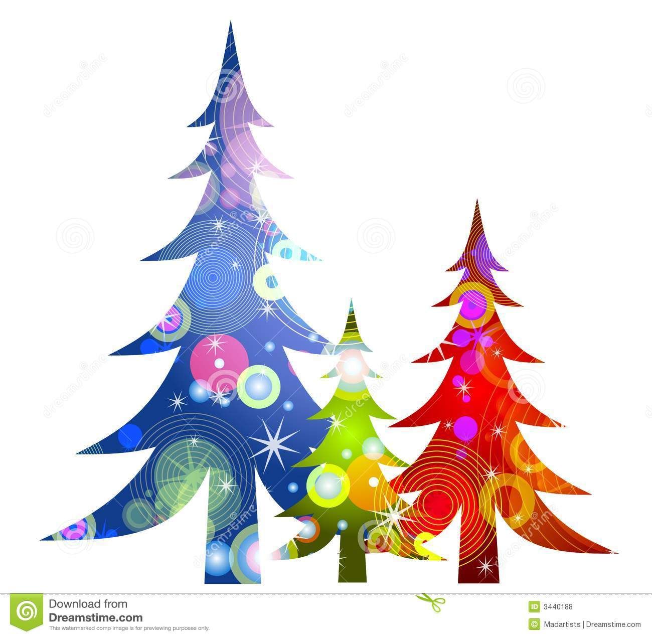 Retro Christmas Trees Clip Art Royalty Free Stock Photos