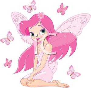 Cute Fairy With Pink Butterflies