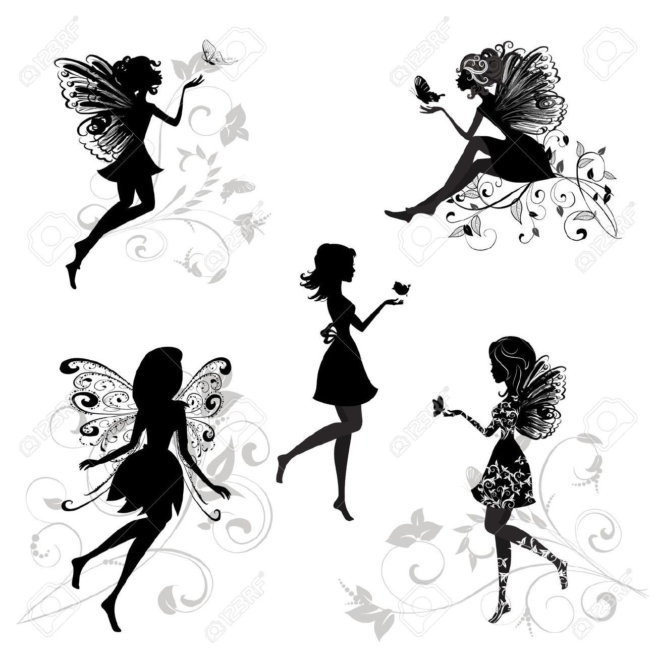 Fairy Silhouette Stock Illustrations, Cliparts And Royalty