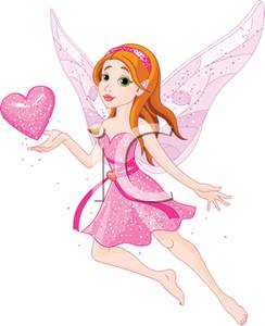A Valentines Fairy Holding a Pink Heart