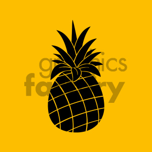 Royalty Free RF Clipart Illustration Pineapple Fruit Black And White  Silhouette Simple Design Vector Illustration With Orange Background  clipart