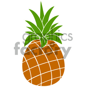 Royalty Free RF Clipart Illustration Pineapple Fruit With Green Leafs  Silhouette Simple Flat Design