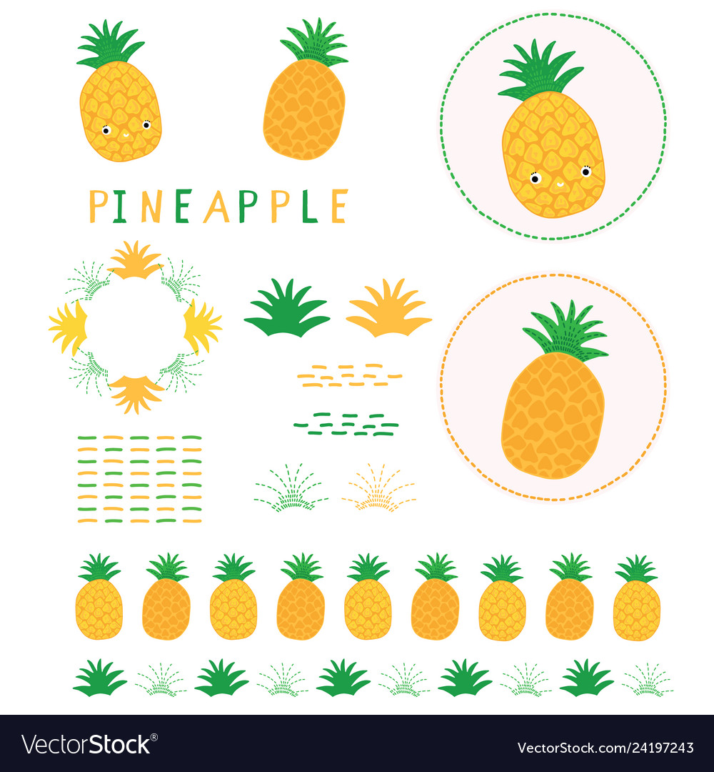 Cute yellow pineapple clipart