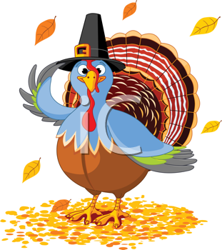 Royalty Free Clipart Image of a Thanksgiving Turkey in a