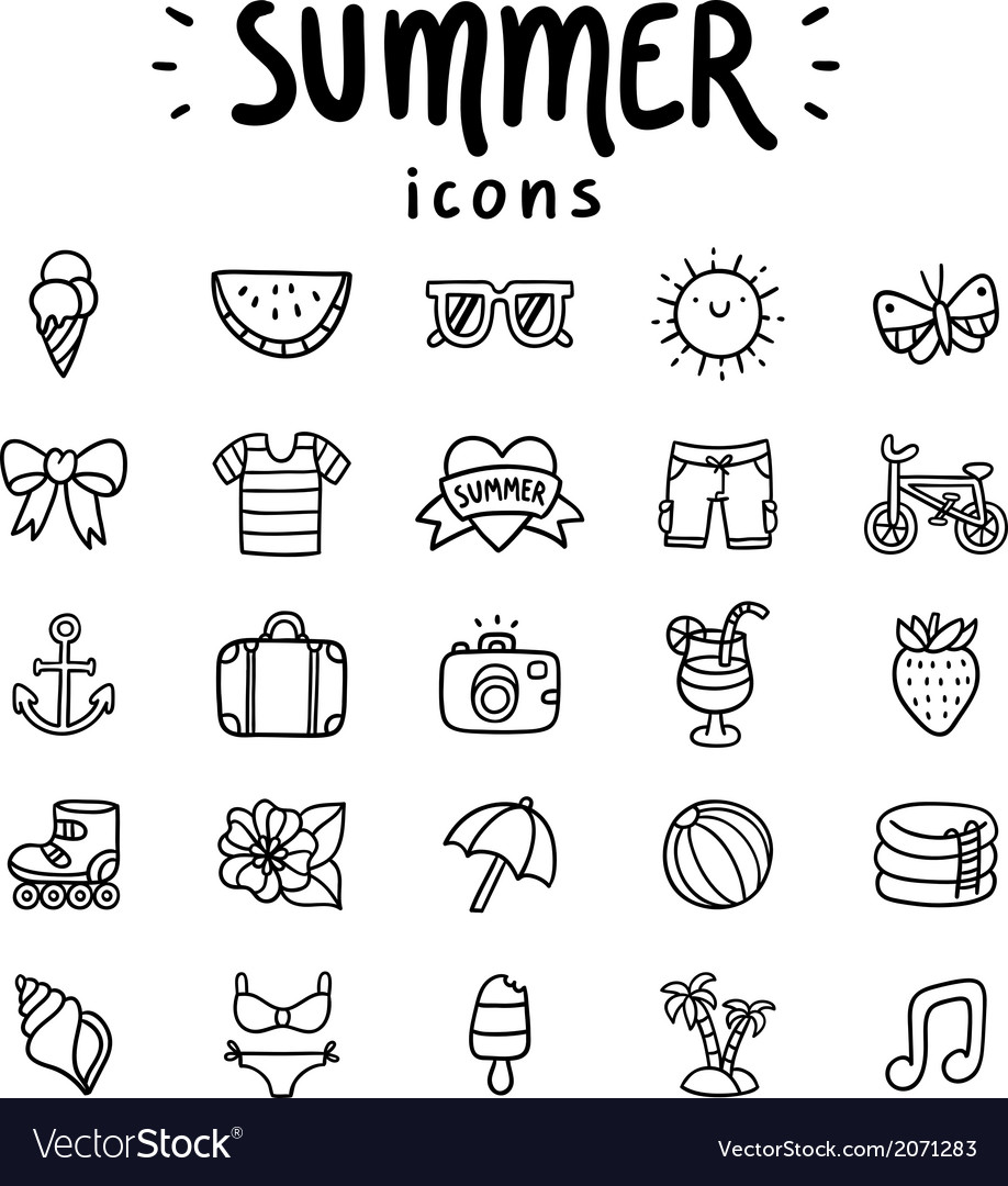 Summer icons outlined.
