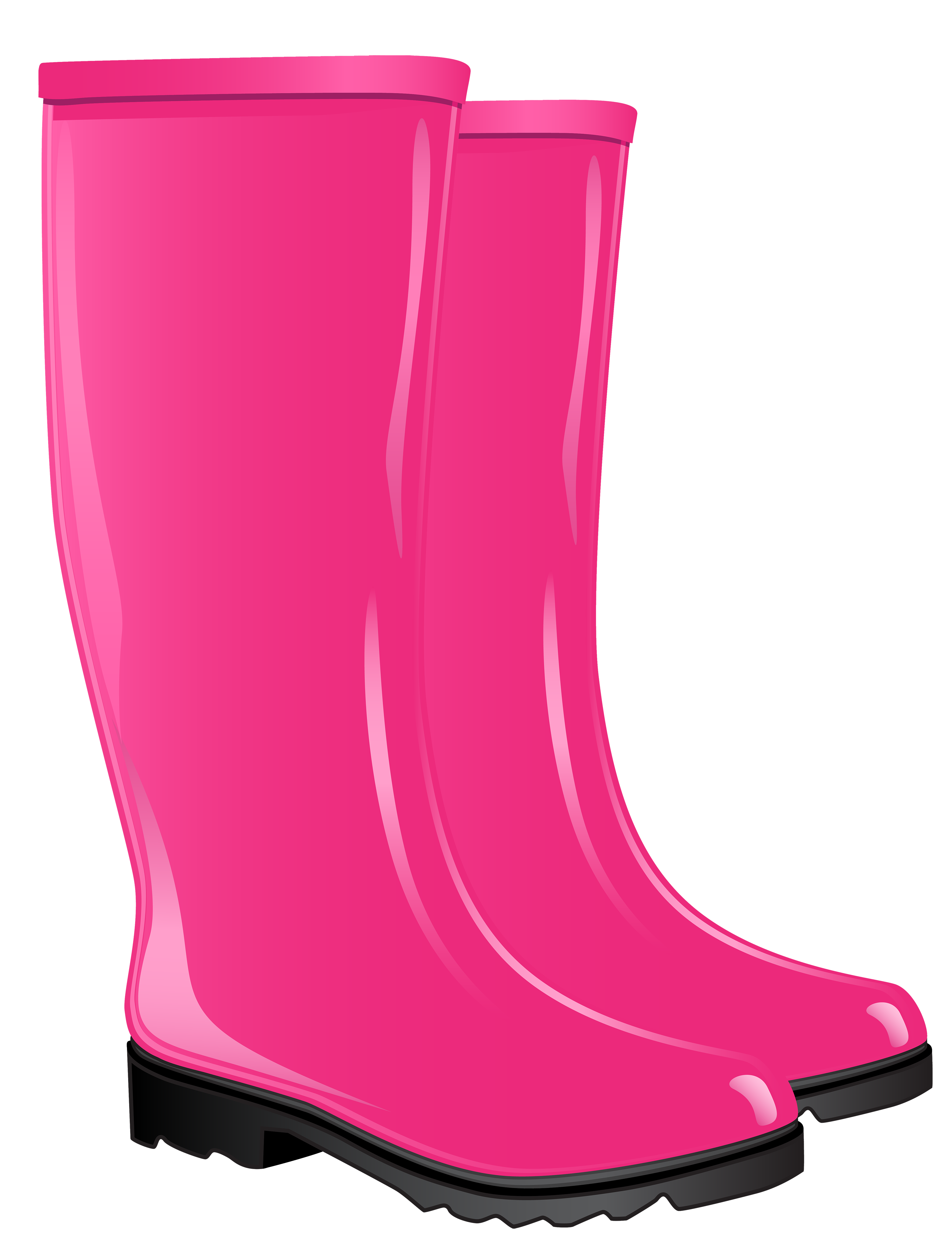 Pink rubber boots. 