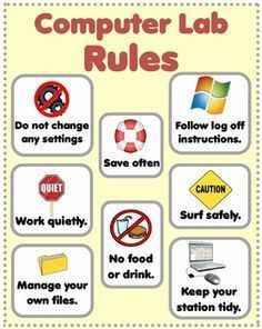Computer lab rules clipart
