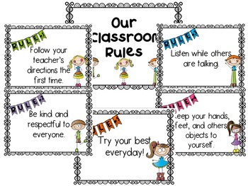 Simple Class Rules with cute kid clipart