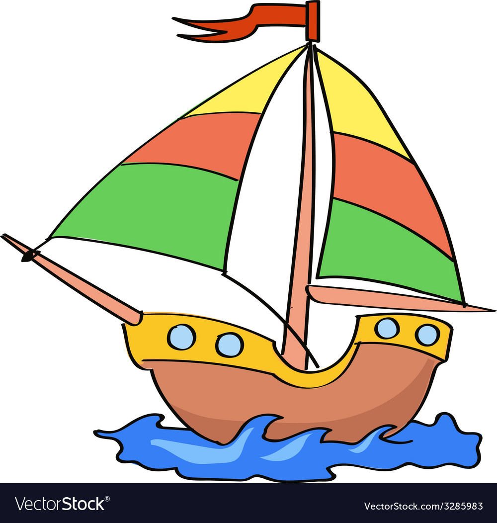 Boat cartoon colorful on a white background