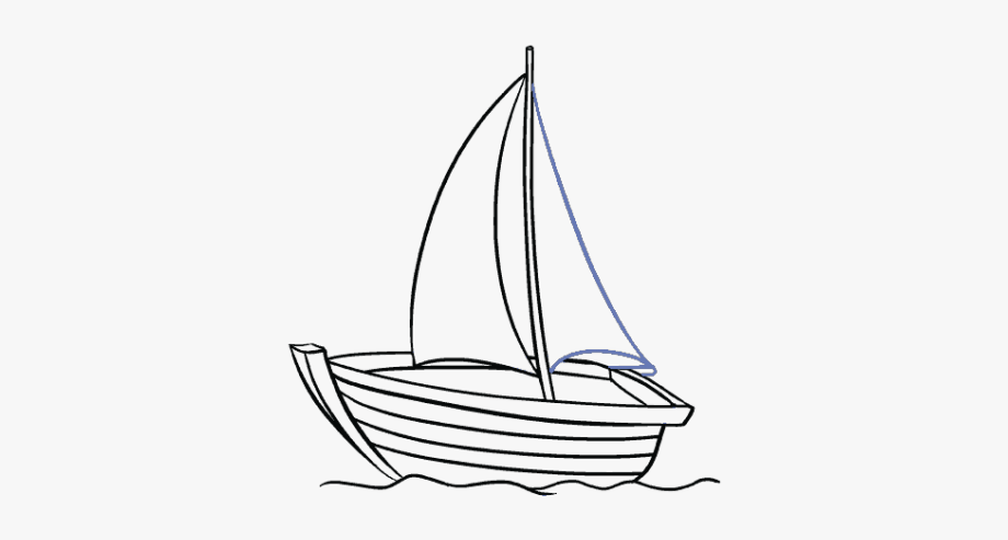 Drawn ship sailboat.