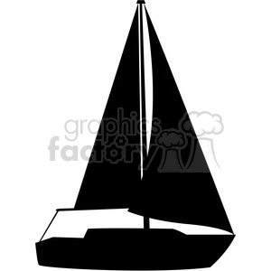 Sailboat silhouette open sails clipart