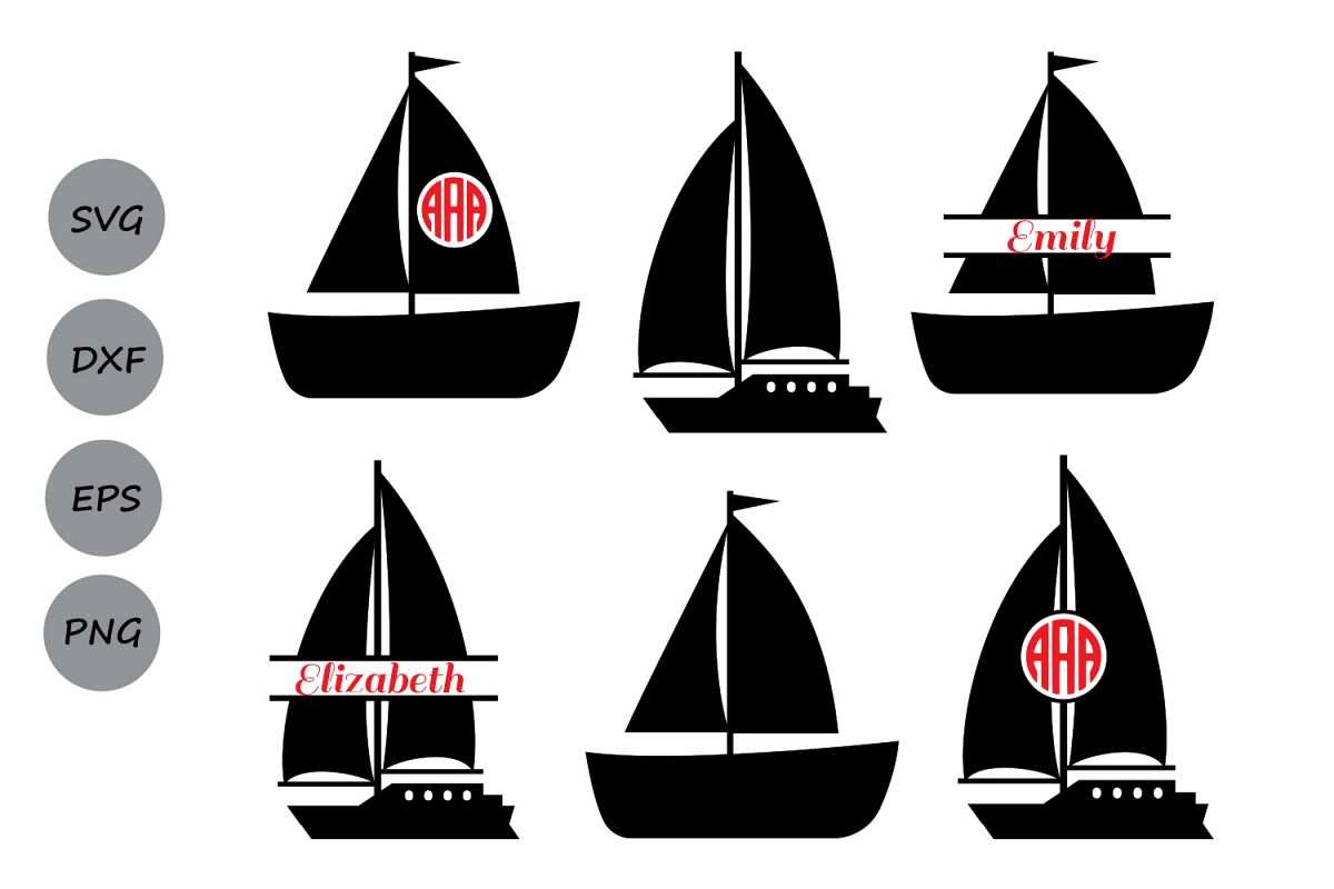 Boat SVG cut files, Sailboat monogram svg, sailboat svg, boat monogram svg,  boat clipart, sailing svg, nautical svg, Cricut, svg, dxf, eps